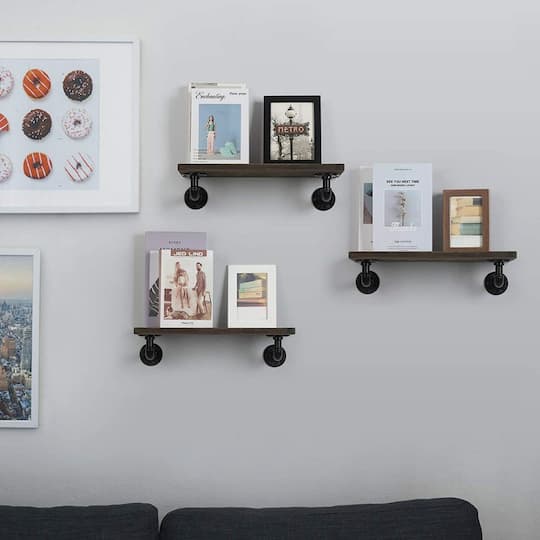 NEX™ Black Industrial Pipe Wall Shelf Brackets, 4ct.